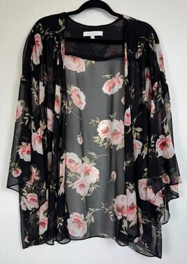 Marybelle Black 3/4 Sleeve Kimono Women's 5X